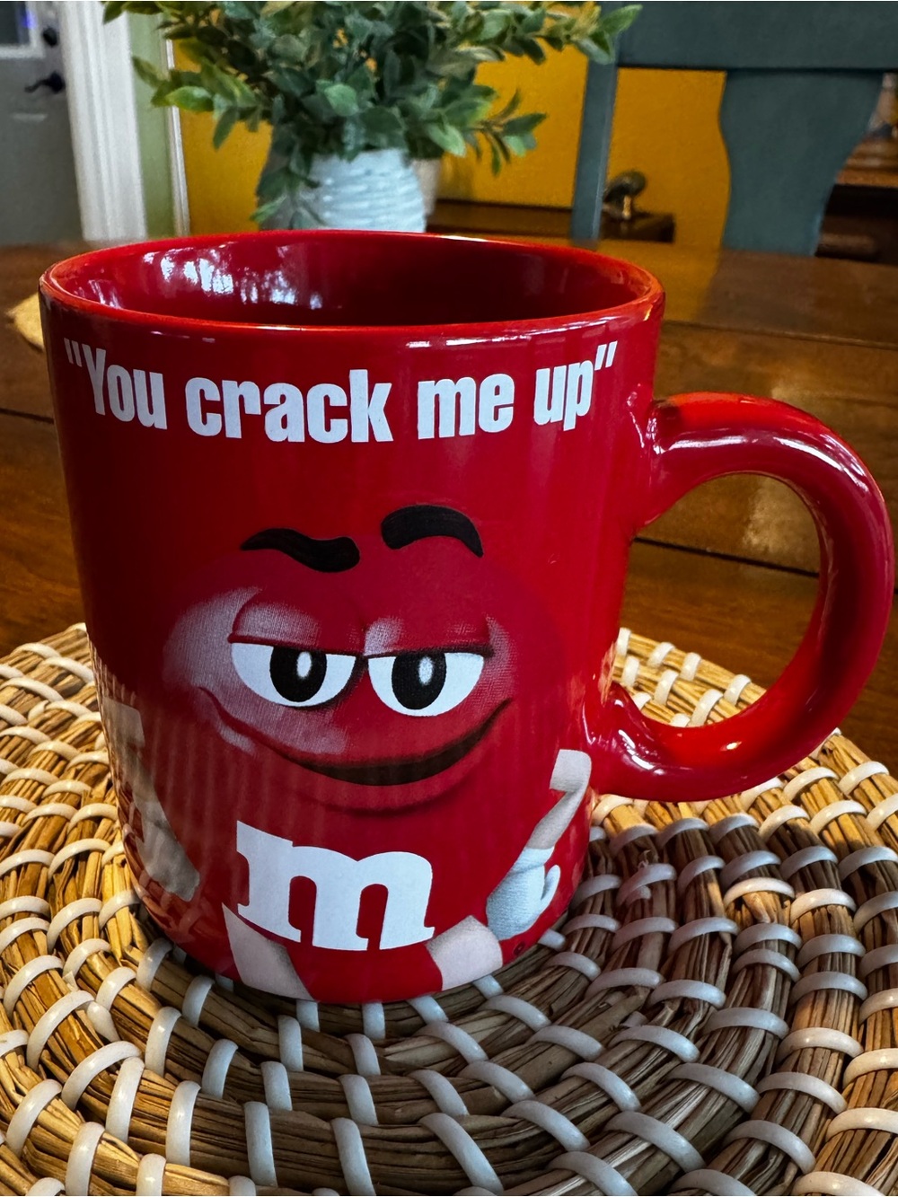 M&M’s Chocolate Candy Red Character Ceramic Coffee Mug Cup You Crack Me Up